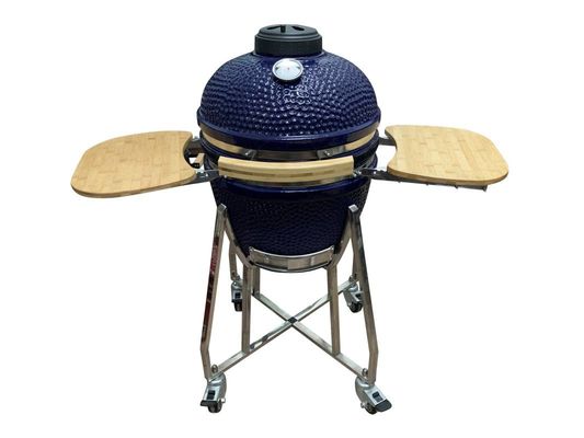 Keramiek 18 Inch Kamado Grill Blauwe Kleur 48cm Met Kar En Zijtafels