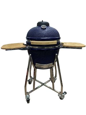 Keramiek 18 Inch Kamado Grill Blauwe Kleur 48cm Met Kar En Zijtafels