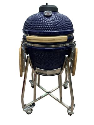Keramiek 18 Inch Kamado Grill Blauwe Kleur 48cm Met Kar En Zijtafels