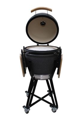 Keramische 20 Inch Kamado Grill Houtskoolgrill Matzwarte kleur 51cm met kar en zijtafels