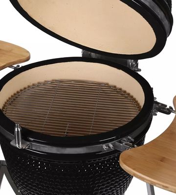 Keramiek Outdoor 24 Inch Kamado Grill Houtskool Zwarte Kleur 61cm Met Kar En Zijtafels