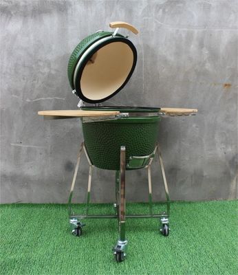 Groene kleur 48cm Kamado 18 Inch Grill Keukengerei Zwart gecoat ijzer