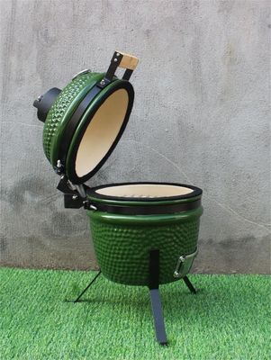 Groene kleur 13 inch Kamado Grill Keukengerei Zwart gecoat ijzer
