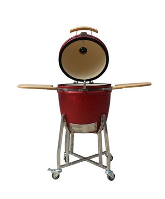 Grill van rode Kleuren de Ceramische Kamado Hittebestendige Mullite van de 22 Duim Openluchthoutskool